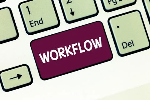 Writing note showing Workflow. Business photo showcasing sequence of industrial 库存照片