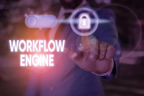 Writing note showing Workflow Engine. Business photo showcasing software Foto stock