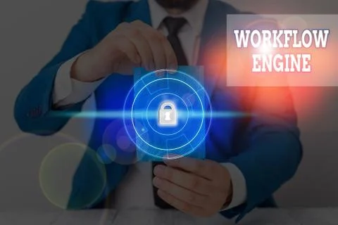 Writing note showing Workflow Engine. Business photo showcasing software Foto stock