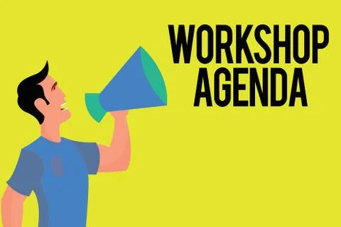 Writing note showing Workshop Agenda. Business photo showcasing helps you to Stock Illustration