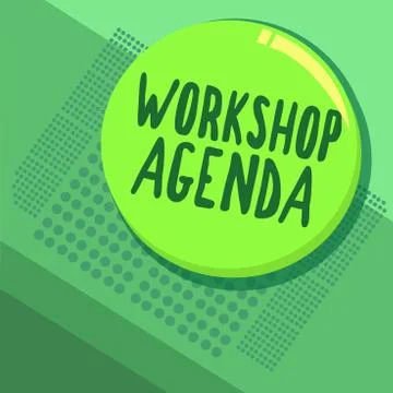 Writing note showing Workshop Agenda. Business photo showcasing helps you to 스톡 일러스트
