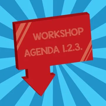 Writing note showing Workshop Agenda 1.2.3.. Business photo showcasing help to Stock Illustration