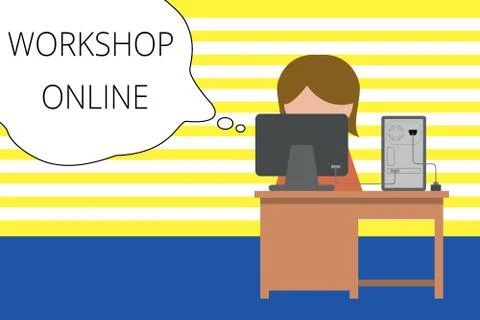Writing note showing Workshop Online. Business photo showcasing room or building Stock Illustration