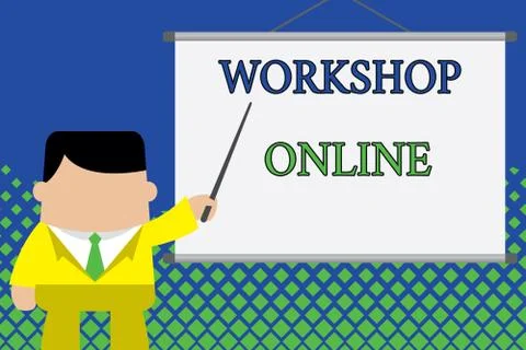 Writing note showing Workshop Online. Business photo showcasing room or building Stock Illustration