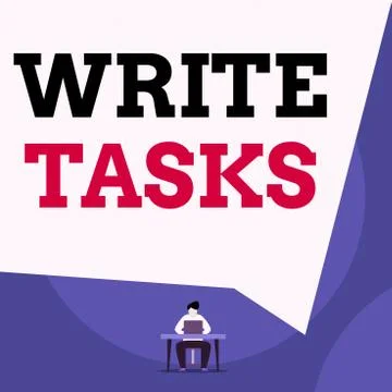 Writing note showing Write Tasks. Business photo showcasing assigned piece of 库存插图