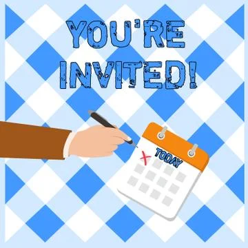 Writing note showing You Re Invited. Business photo showcasing You are happily Ilustración de archivo