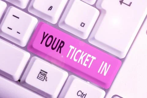 Writing note showing Your Ticket In. Business photo showcasing piece of paper Stock Photos