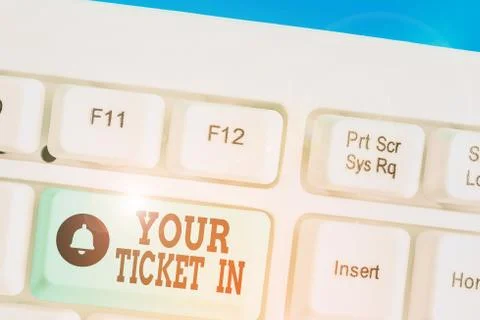 Writing note showing Your Ticket In. Business photo showcasing piece of paper Stock Photos