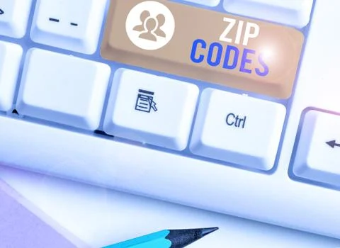 Writing note showing Zip Codes. Business photo showcasing numbers added to a Stockfoto's