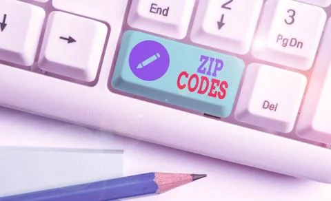 Writing note showing Zip Codes. Business photo showcasing numbers added to a Stock Photos