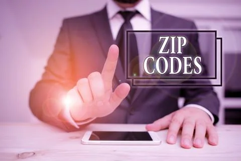 Writing note showing Zip Codes. Business photo showcasing numbers added to a 스톡 사진