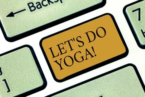 Writing note showingLet S Is Do Yoga. Business photo showcasing Right moment for Stock Photos