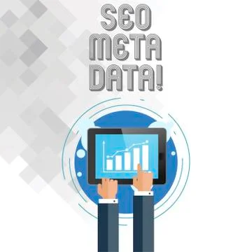 Writing note showingSeo Meta Data. Business photo showcasing Search Engine Stock Illustration