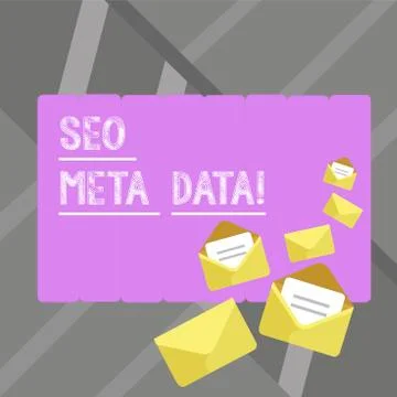Writing note showingSeo Meta Data. Business photo showcasing Search Engine Stock Illustration