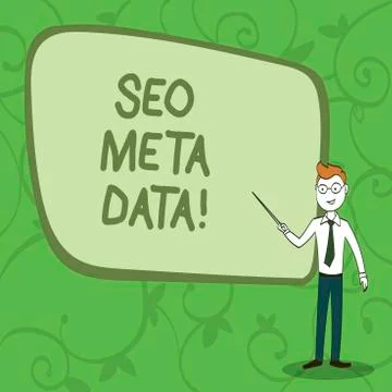 Writing note showingSeo Meta Data. Business photo showcasing Search Engine 스톡 일러스트