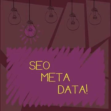 Writing note showingSeo Meta Data. Business photo showcasing Search Engine Stock Illustration