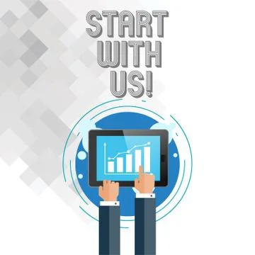 Writing note showingStart With Us. Business photo showcasing Get started on our Illustrazione stock