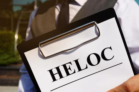 Writing note shows the printed text HELOC Stock Photos