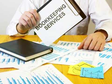 Writing note shows the text bookkeeping services Stock Photos