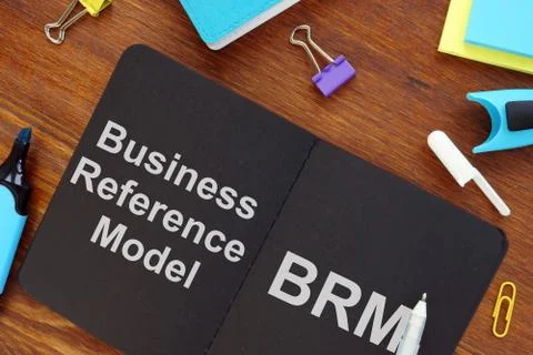 Writing note shows the text BRM - Business Reference Model Stock Photos