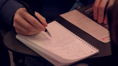 Writing to the notebook at the training Stock Footage 81264115