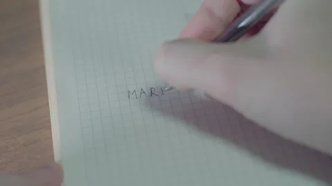 Writing in a notepad with the word - marketing Stock Footage 265176608