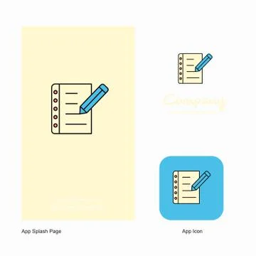 Writing on notes Company Logo App Icon and Splash Page Design. Creative Busin Stock Illustration