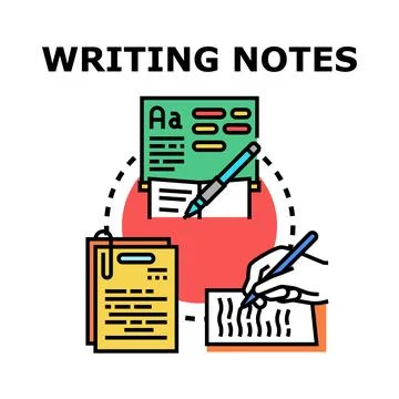 Writing notes concept with studying and learning process Stock Illustration