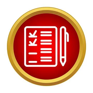 Writing notes on a red notepad icon with pen Stock Illustration