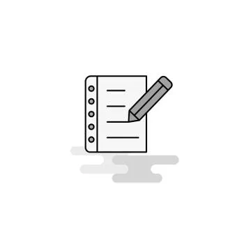 Writing on notes Web Icon. Flat Line Filled Gray Icon Vector Stock Illustration