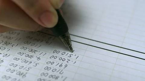 Writing numbers on sheet, Slow Motion Stock Footage 12564797