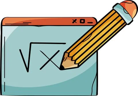 Writing Online Formulas on Webscreen Using Pencil Illustration - E-Note Taking Illustration