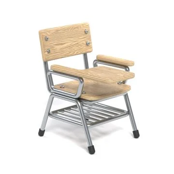 Writing pad student chair Side view 3D Stock Illustration