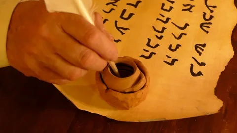 Writing parchment scroll Stock Footage 97469682