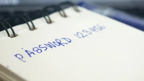 Writing password on a sticky note Stock Footage 276452090