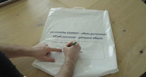 Writing Patient Information on Personal Effects Bag – Hospital Process Stock Footage 333445677
