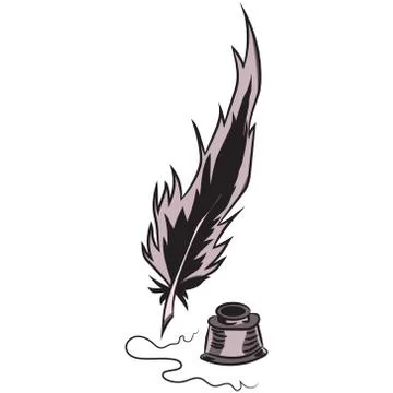 Writing pen and ink. Vector illustration. Drawing by hand. Stock Illustration