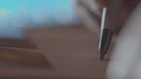 To writing with pen close up 1 Video stock 330202872