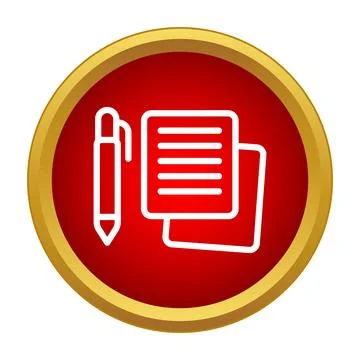 Writing pen with document sheets icon symbol イラスト素材