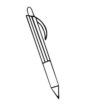 Writing pen in doodle style Stock Illustration