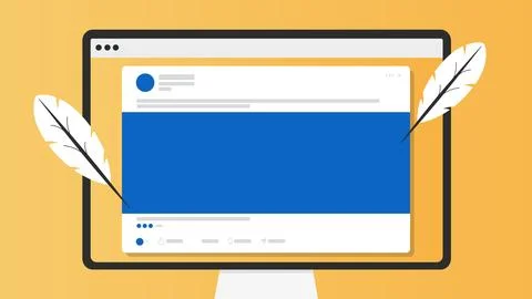 Writing a post for social networks on a computer Stock Illustration