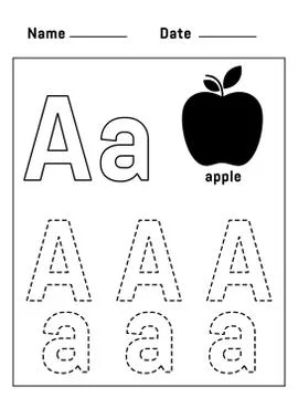 Writing practice letter Aa printable worksheet for preschool kindergarten kids Stock Illustration