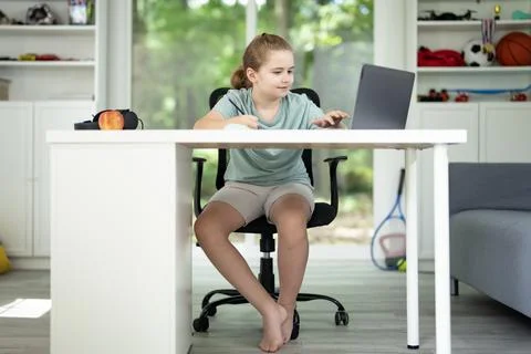 Writing practice supports school homework. Writing in notebook builds learning Stock Photos