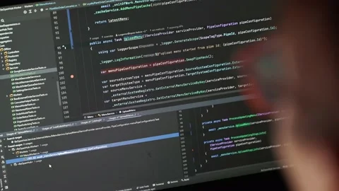 Writing programming code on laptop. Web site codes on computer monitor. Stock Footage 169480078