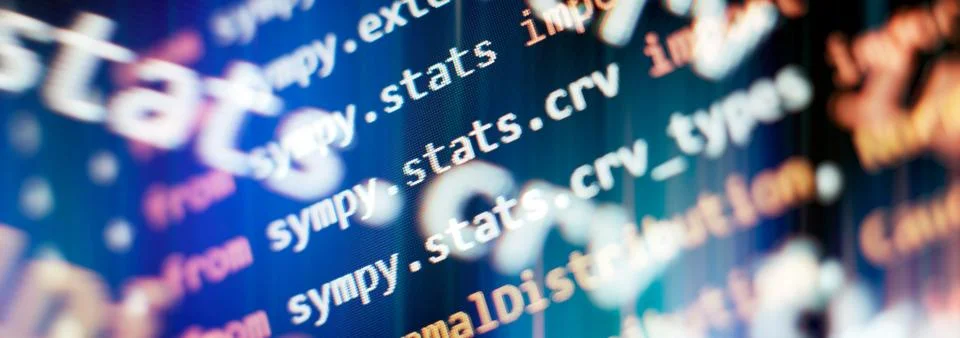 Writing programming functions on laptop. Big data and Internet of things tren 스톡 사진