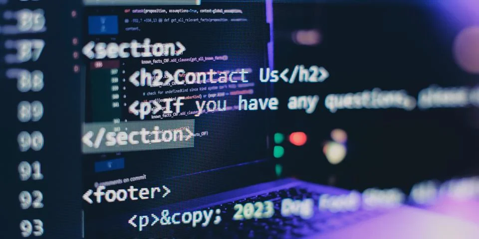 Writing programming functions on laptop. Big data and Internet of things tren Stock Photos