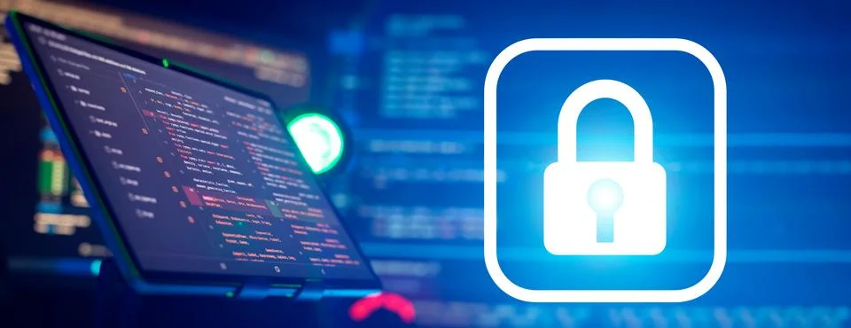 Writing programming functions on laptop. Big data and Internet of things tren 写真素材