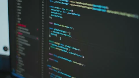 Writing programming functions on PC. Website HTML code on the PC display Stock Footage 233305155