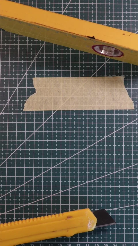 Writing PROJECT PLAN on masking tape with minimalist tools. Stock Footage 337816404