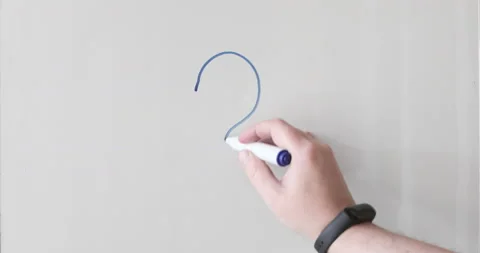 Writing Question Mark with Blue Marker Stock Footage 170390160